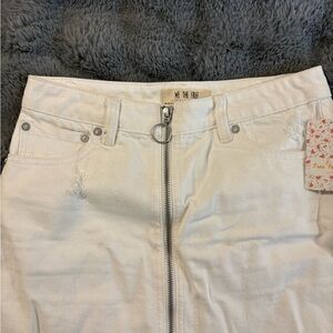 Free People High Rise Cream Skirt with Zipper